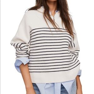 Mango Stripped 1/4 Zip Sweater